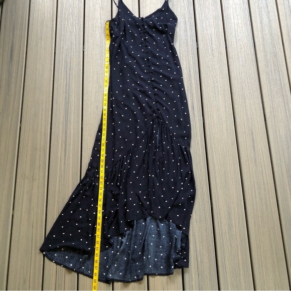 Lush Black Maxi Dress with Open Back, Tiered Hem Lagenlook Size M - Picture 10 of 11